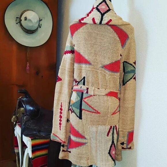 Ralph Lauren Handknit Southwestern Indian Blanket Patchwork Cardigan Sweater - Picture 11 of 16